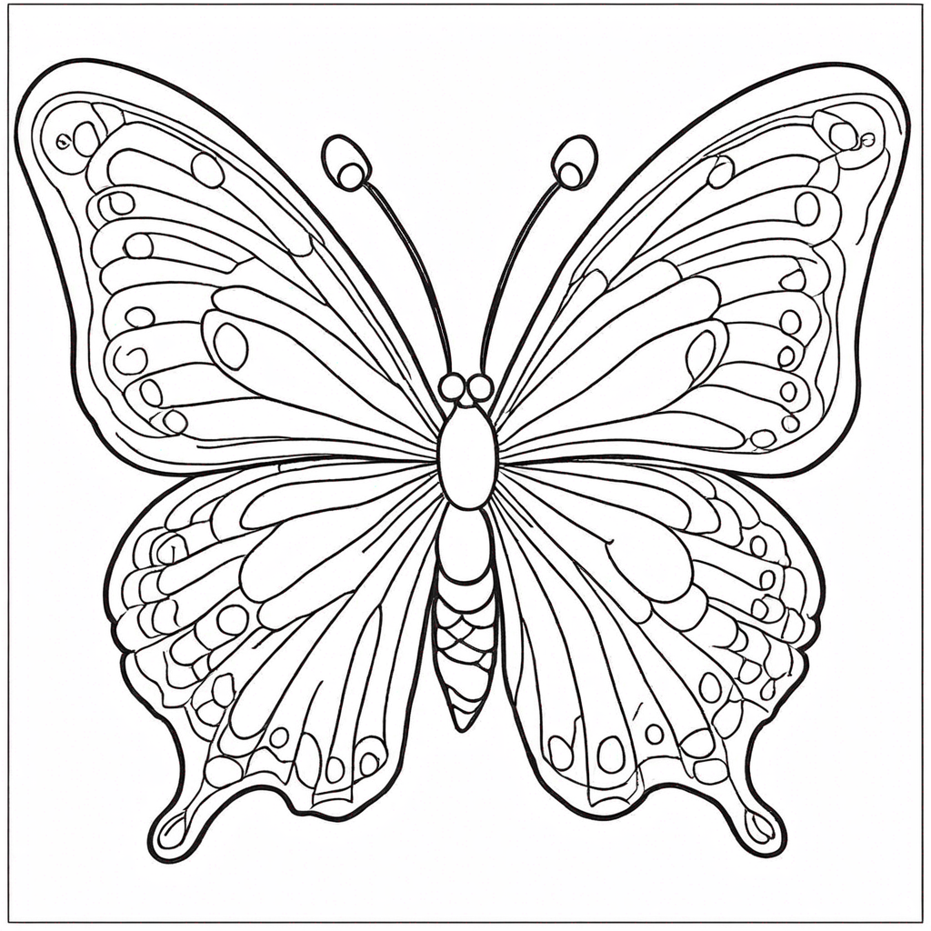 Butterfly Wings With Botanical Details coloring page from butterfly theme - free printable line art for kids and adults