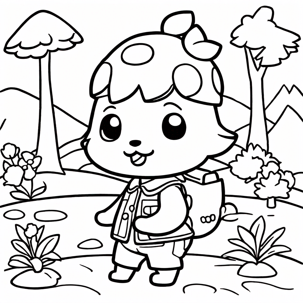 A Cute Animal Crossing Fossil coloring page from Animal Crossing theme - free printable line art for kids and adults