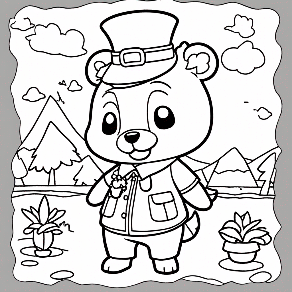 Animal Crossing Character Tom Nook Smiling coloring page from Animal Crossing theme - free printable line art for kids and adults