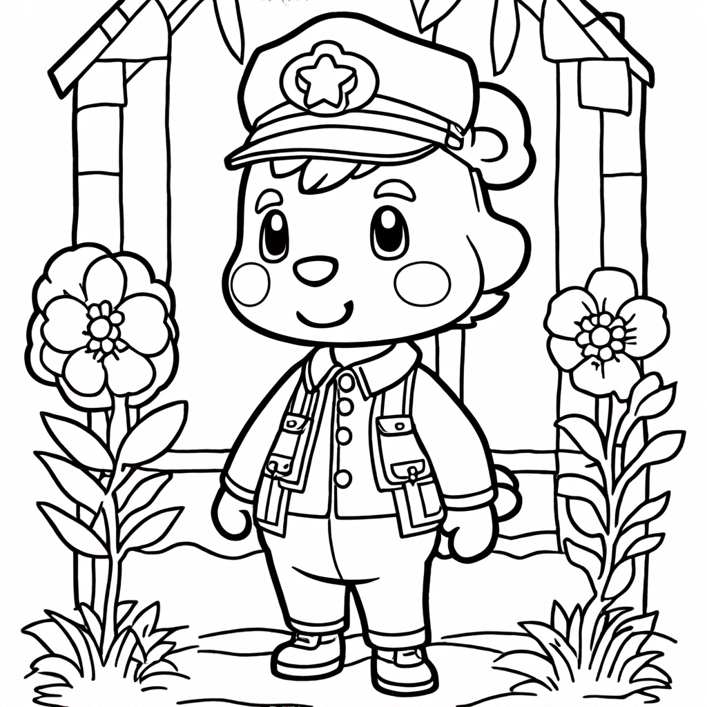 Animal Crossing Villager Marshal Portrait coloring page from Animal Crossing theme - free printable line art for kids and adults