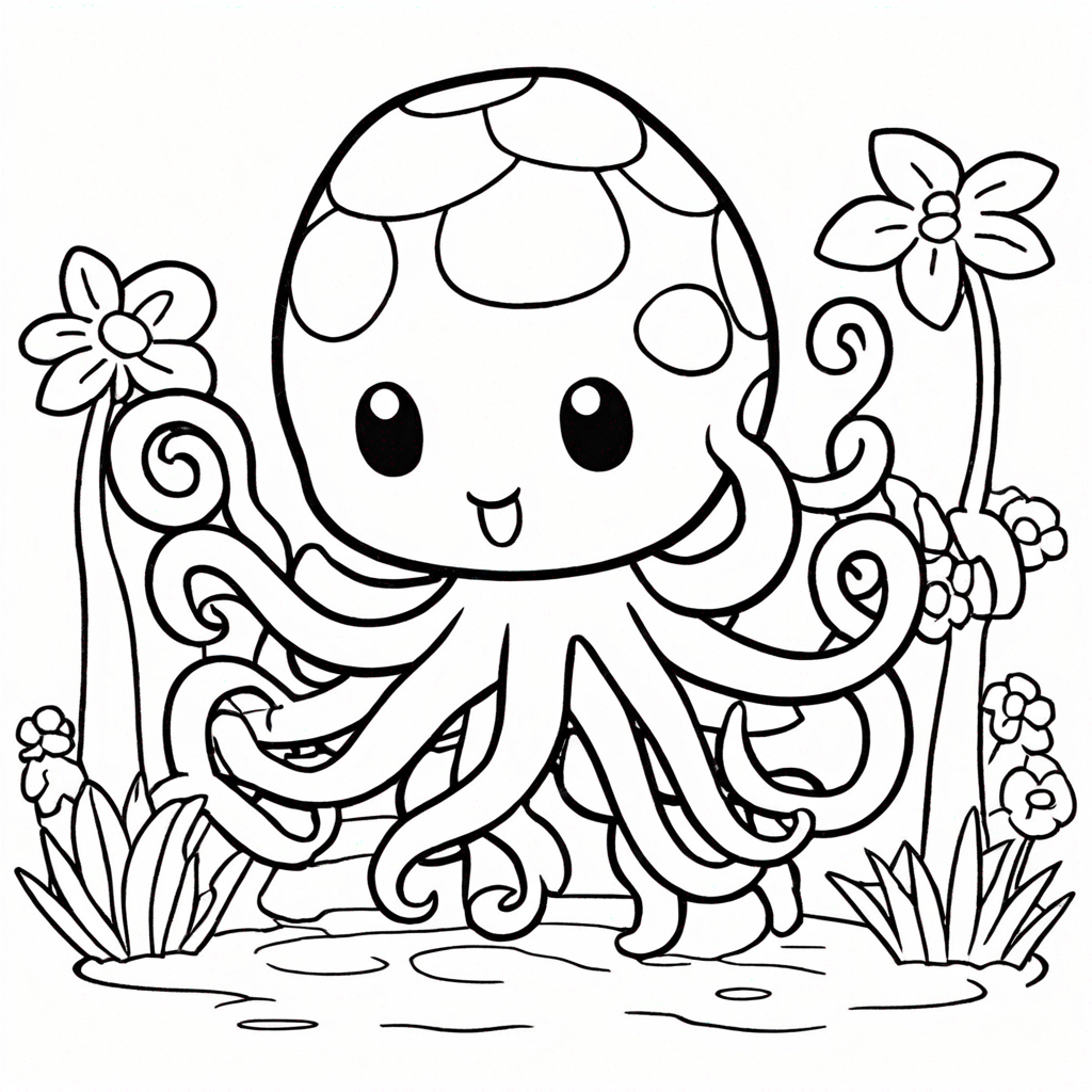 Animal Crossing Villager Zucker The Octopus coloring page from Animal Crossing theme - free printable line art for kids and adults