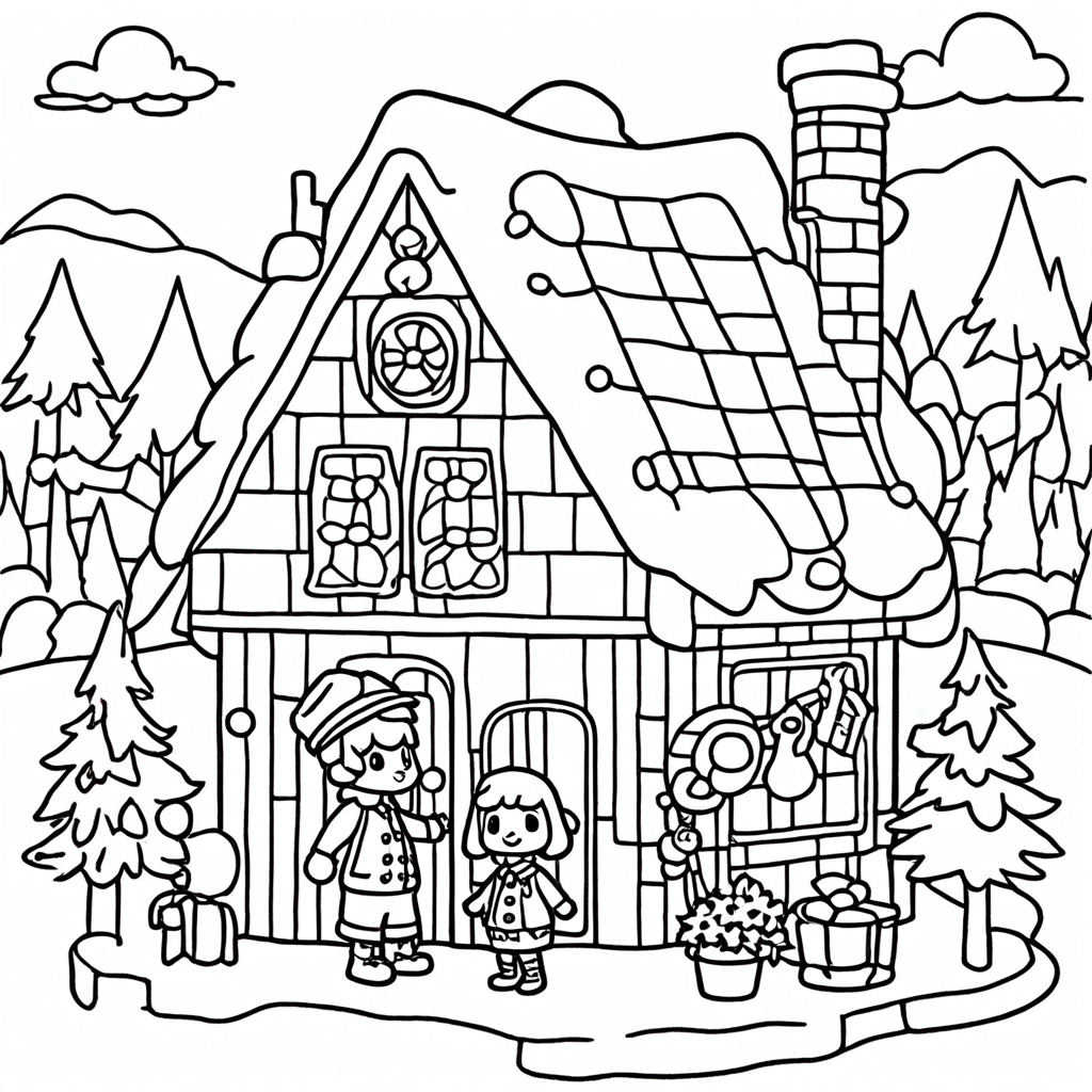 Building A Perfect Animal Crossing Snowboy coloring page from Animal Crossing theme - free printable line art for kids and adults