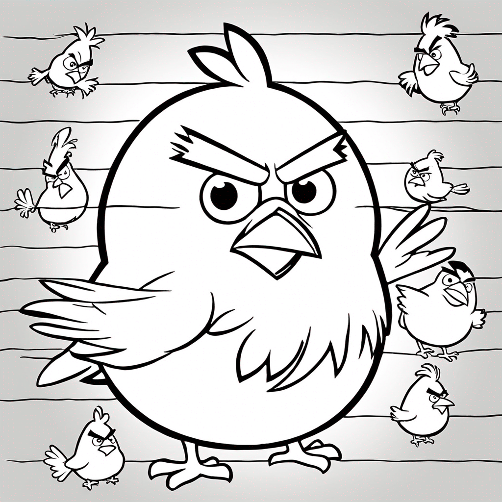 Angry birds coloring page from bird theme - free printable line art for kids and adults