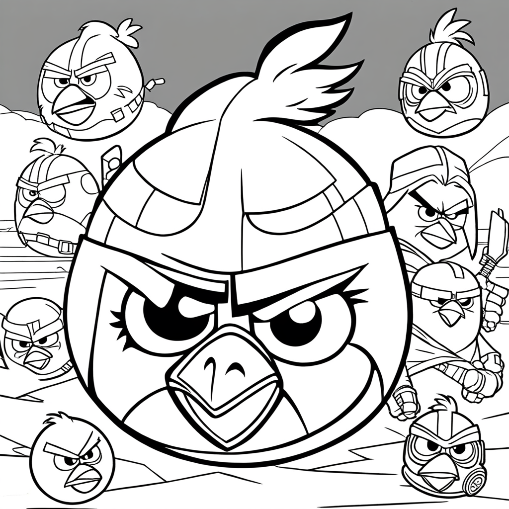 Angry birds star wars coloring page from bird theme - free printable line art for kids and adults