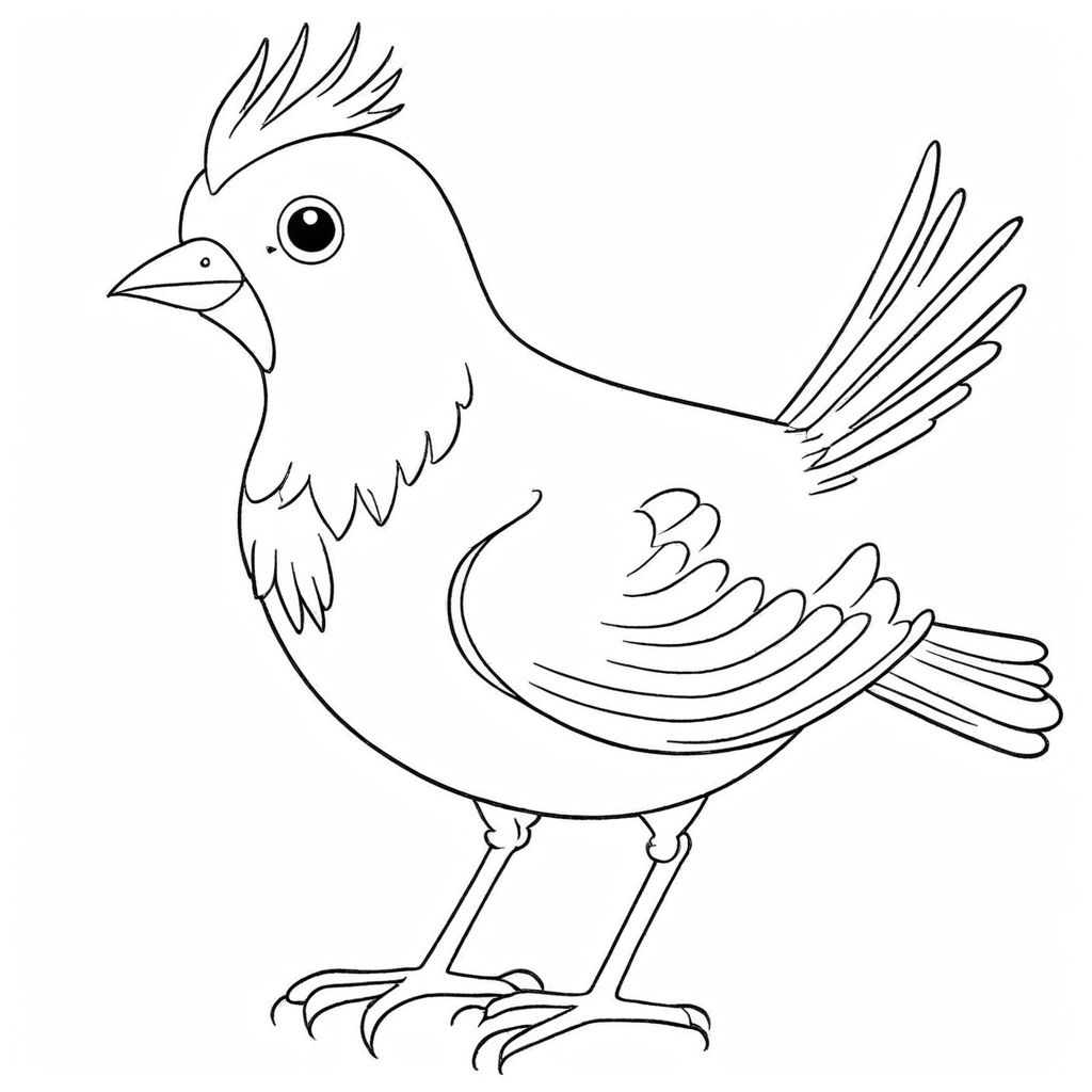 Cute bird coloring page from bird theme - free printable line art for kids and adults