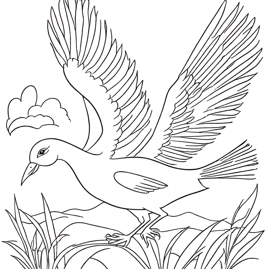 Flying Birds coloring page from bird theme - free printable line art for kids and adults