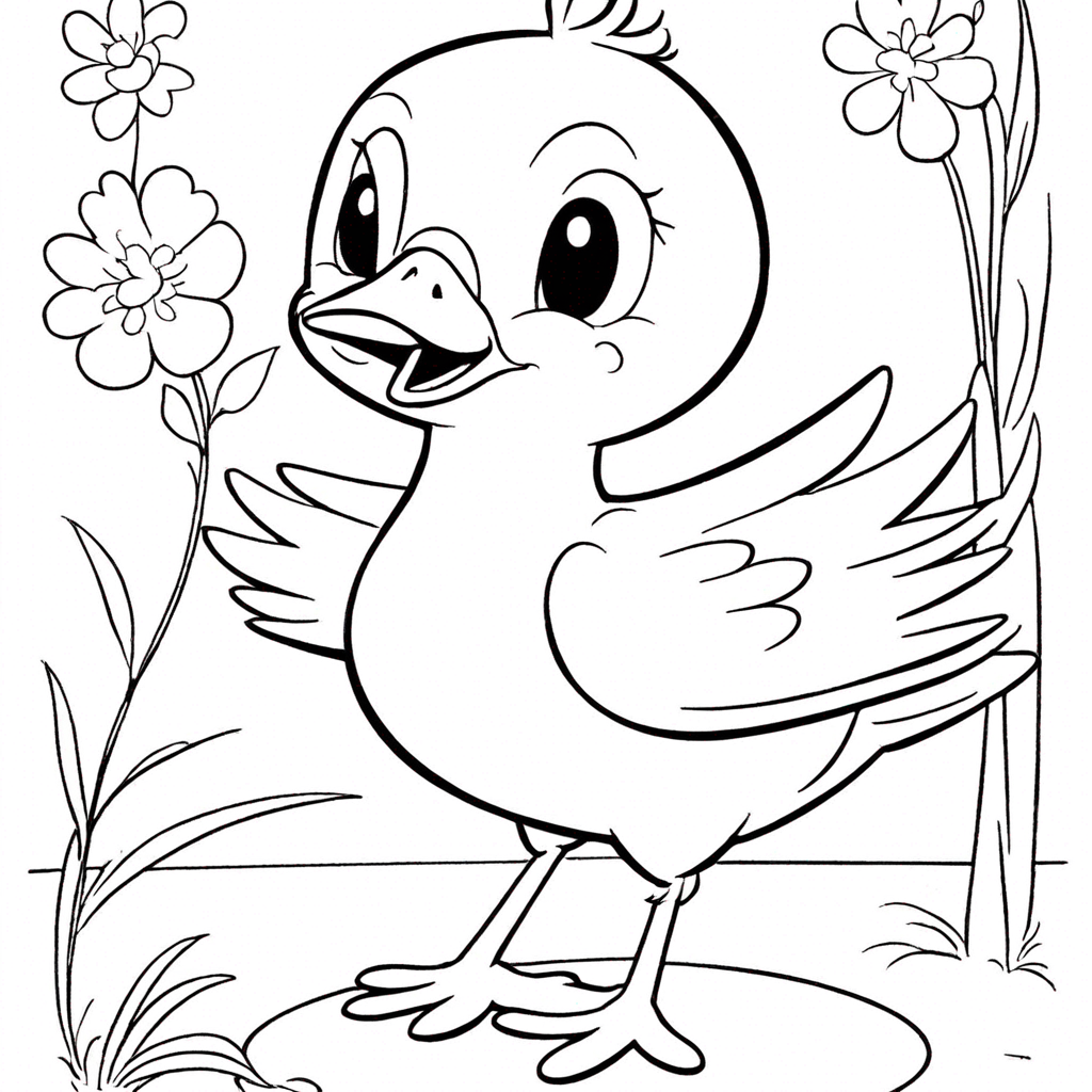 Tweety bird coloring page from bird theme - free printable line art for kids and adults