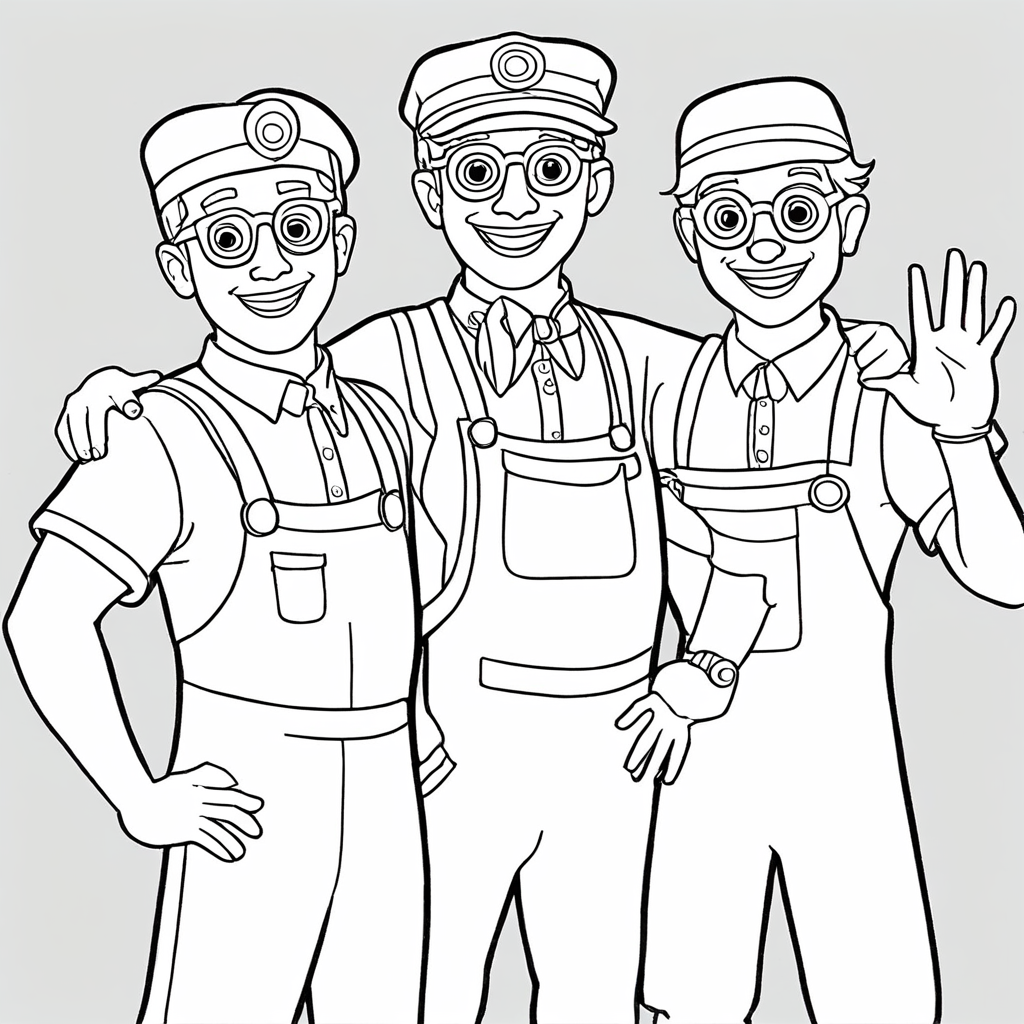 Blippi E Meekah Acenando Juntos coloring page from "Blippi" theme - free printable line art for kids and adults