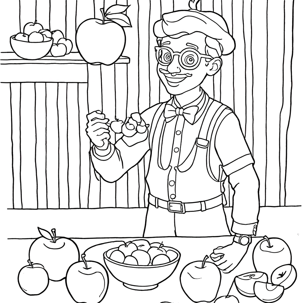 Blippi Comendo Uma Maçã coloring page from "Blippi" theme - free printable line art for kids and adults