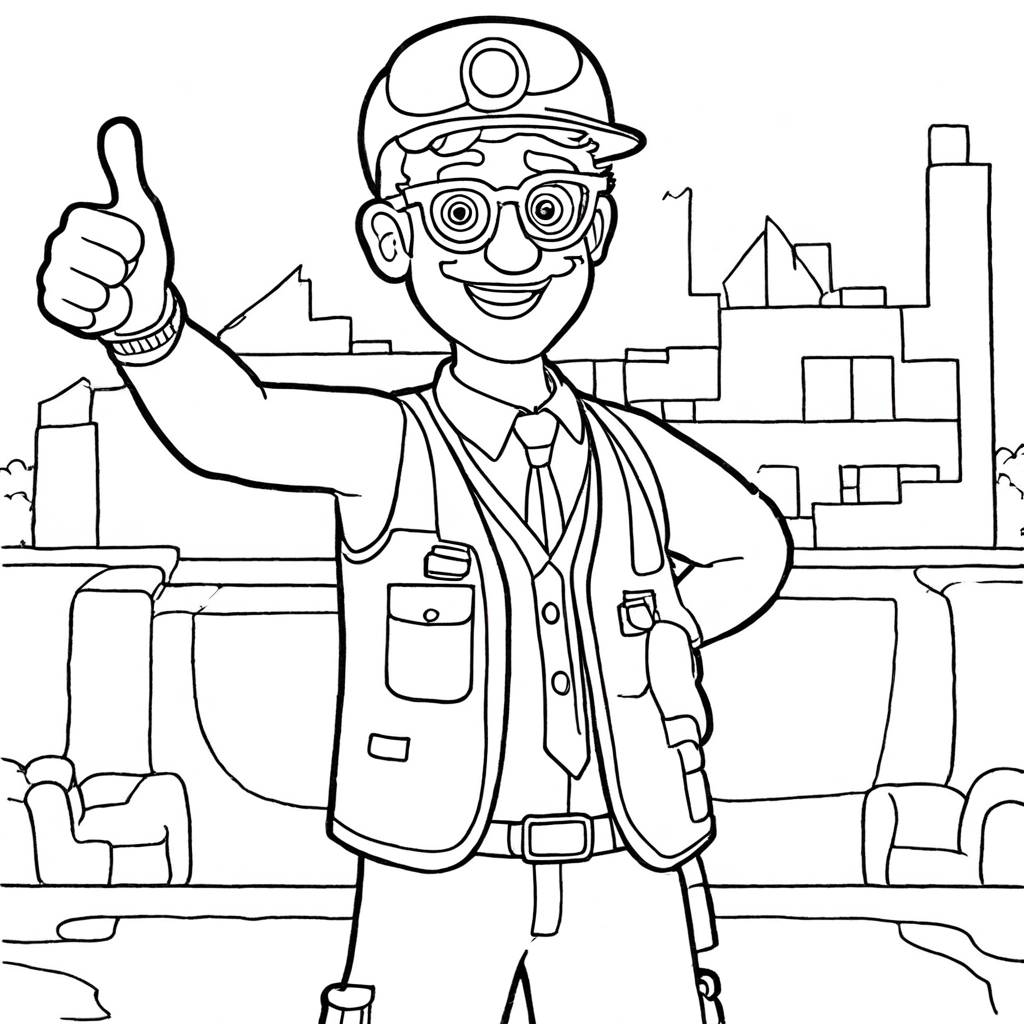Blippi Dando um Joinha coloring page from "Blippi" theme - free printable line art for kids and adults