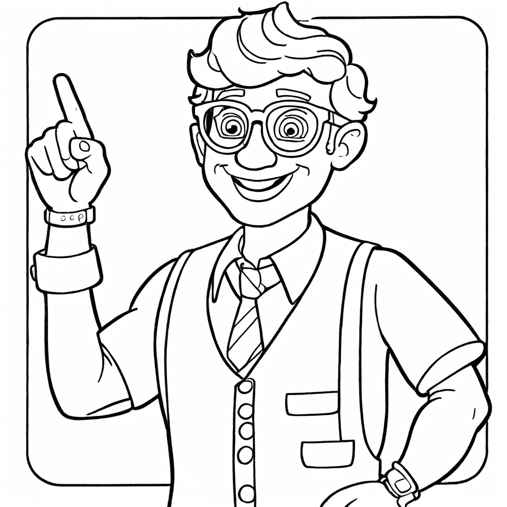 Blippi Apontando Para Cima coloring page from "Blippi" theme - free printable line art for kids and adults