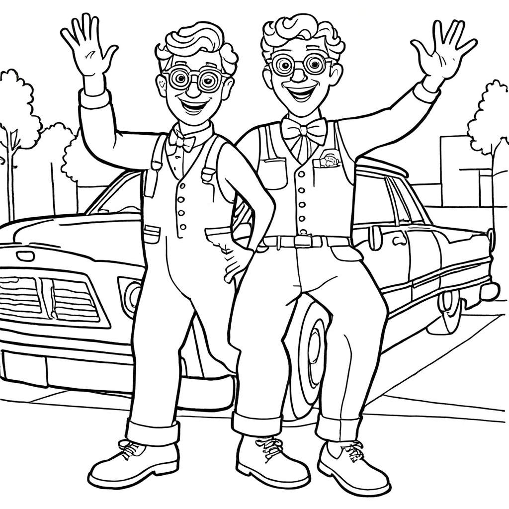 Blippi Acenando Olá coloring page from "Blippi" theme - free printable line art for kids and adults