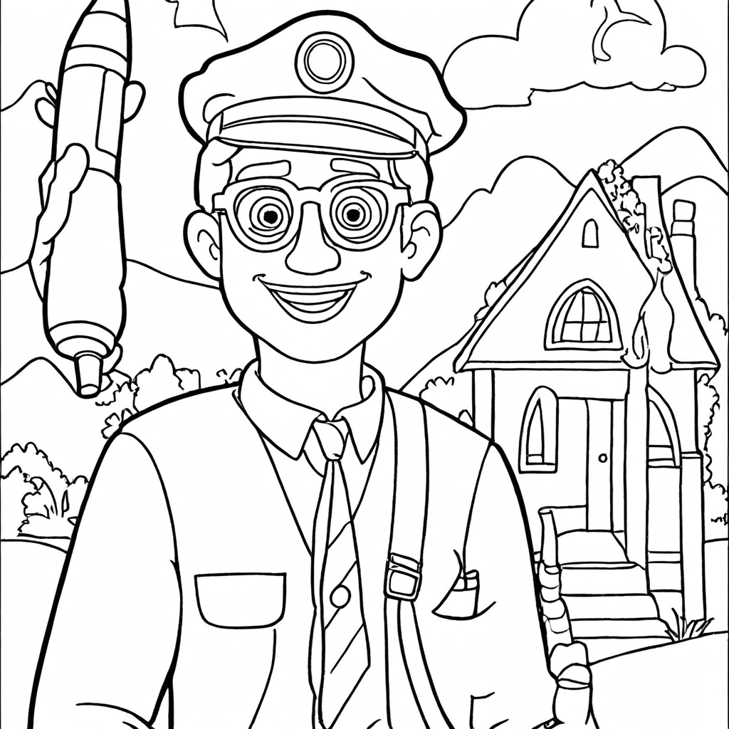 Blippi Com Um Giz Gigante coloring page from "Blippi" theme - free printable line art for kids and adults