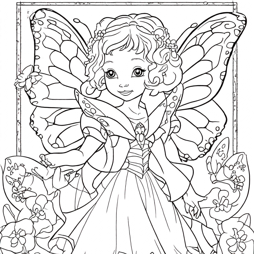 butterfly to the Moonflower Bloom" coloring page from butterfly theme - free printable line art for kids and adults