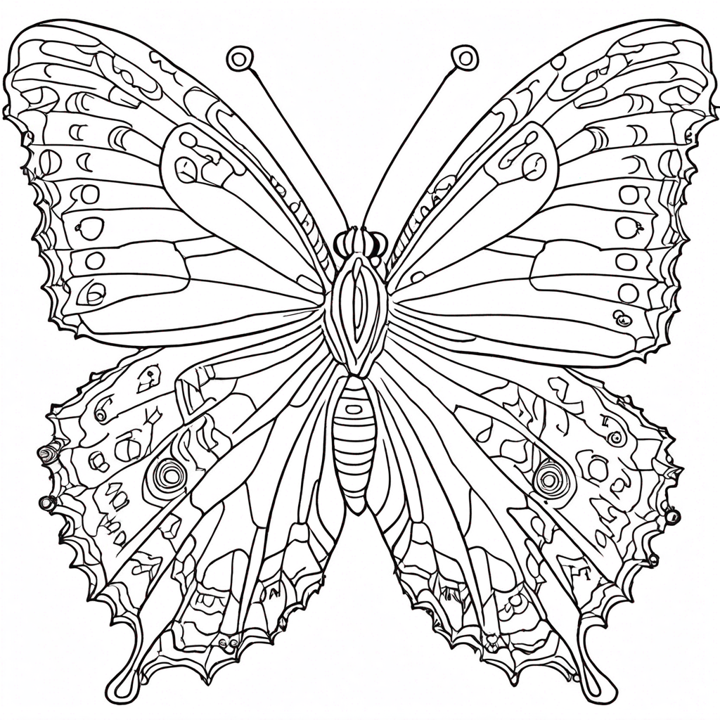 "Brave Butterfly Encouraging Caterpillar Dance" coloring page from butterfly theme - free printable line art for kids and adults