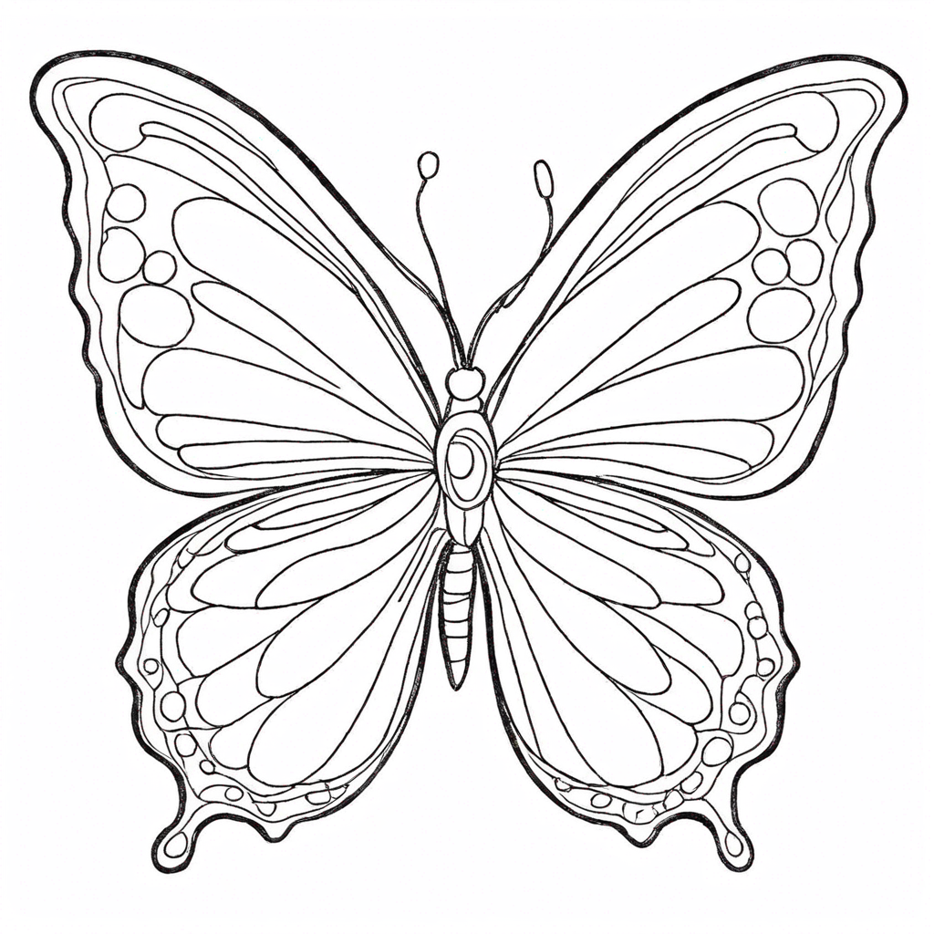 Butterfly With Abstract Watercolor Effects coloring page from butterfly theme - free printable line art for kids and adults