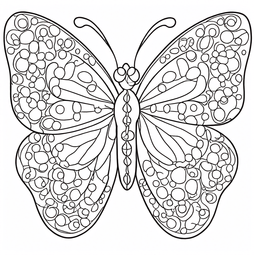 Butterfly With Kaleidoscope Patterns coloring page from butterfly theme - free printable line art for kids and adults