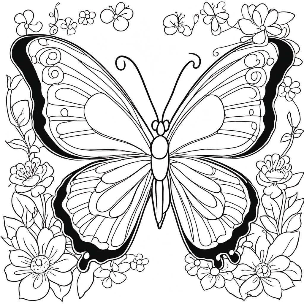 Butterfly With Neon Glow Effects coloring page from butterfly theme - free printable line art for kids and adults