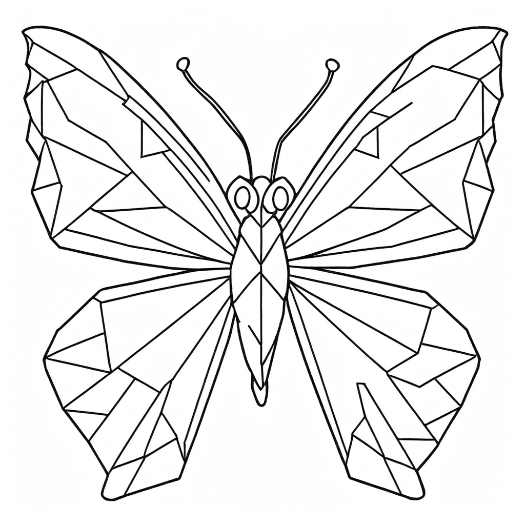 Butterfly With Origami Paper Folds coloring page from butterfly theme - free printable line art for kids and adults