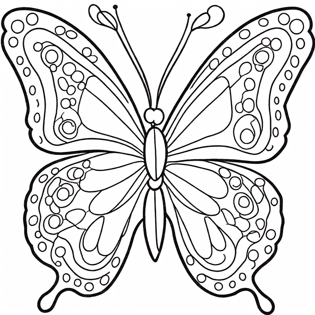 Butterfly With Rainbow Wing Patterns coloring page from butterfly theme - free printable line art for kids and adults