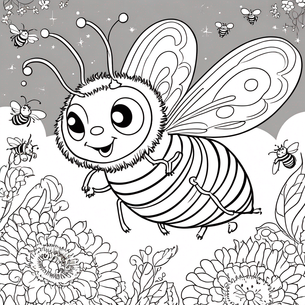"Whimsical Butterfly Garden Encounter" coloring page from butterfly theme - free printable line art for kids and adults