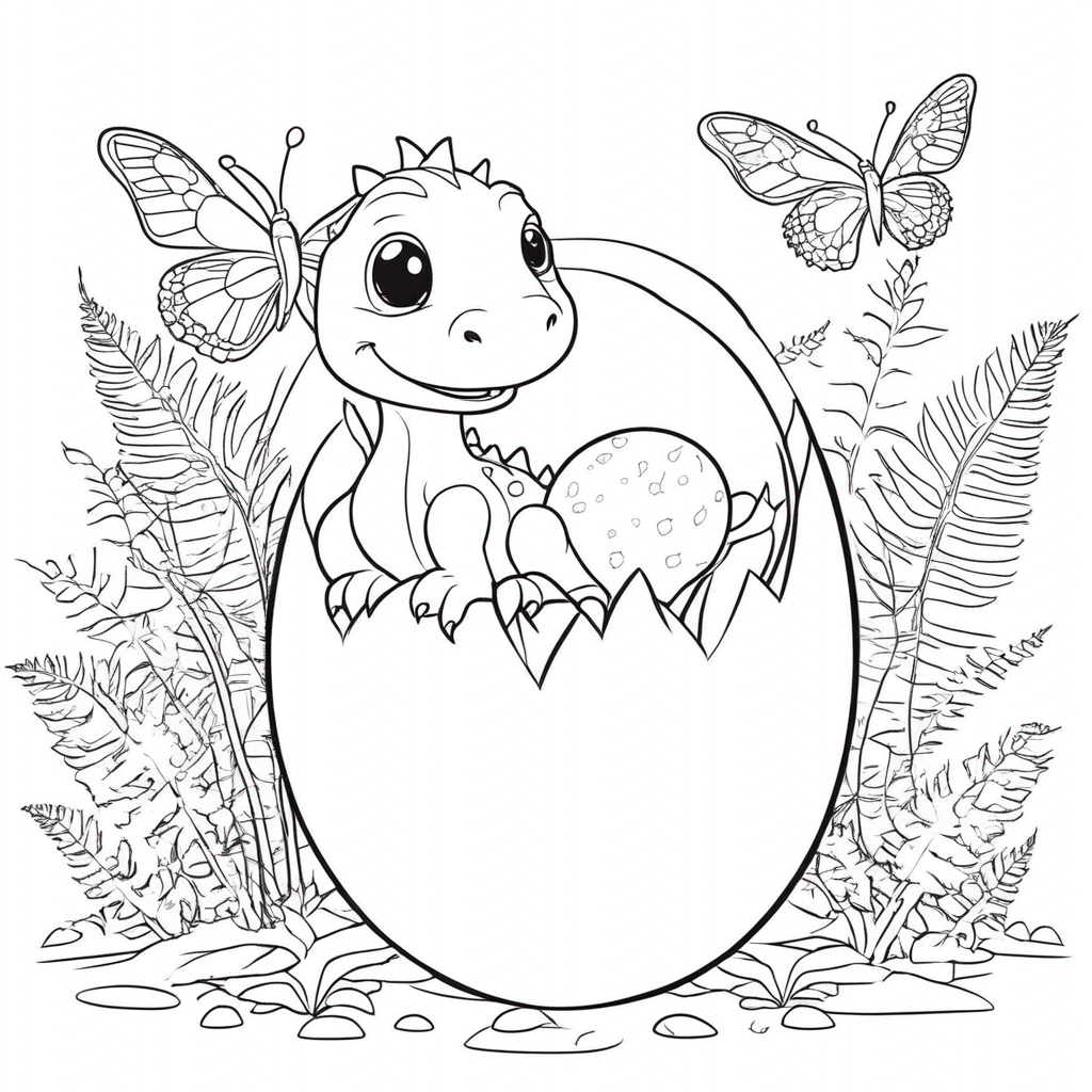 Baby Dinosaur Hatching Fun coloring page from dinosaur theme - free printable line art for kids and adults