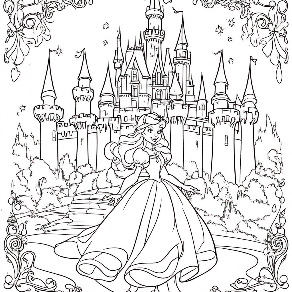 Mickey Casting Enchanted Spells coloring page from Disney theme - free printable line art for kids and adults