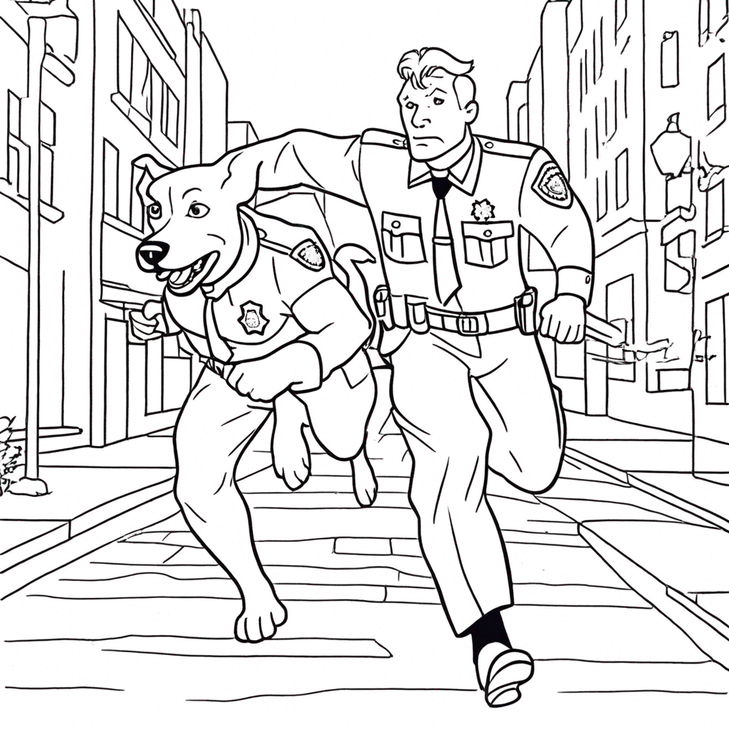 "Dog-Man Chasing Villain Through City"
