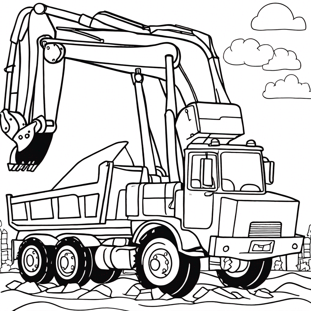 Dump Truck coloring pages theme preview - 10 free printable coloring pages for kids and adults