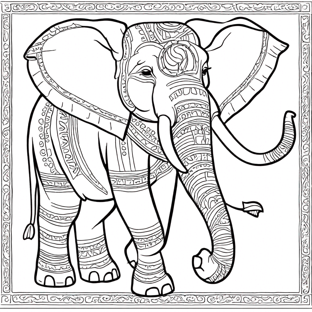 African Elephant coloring page from elephant theme - free printable line art for kids and adults