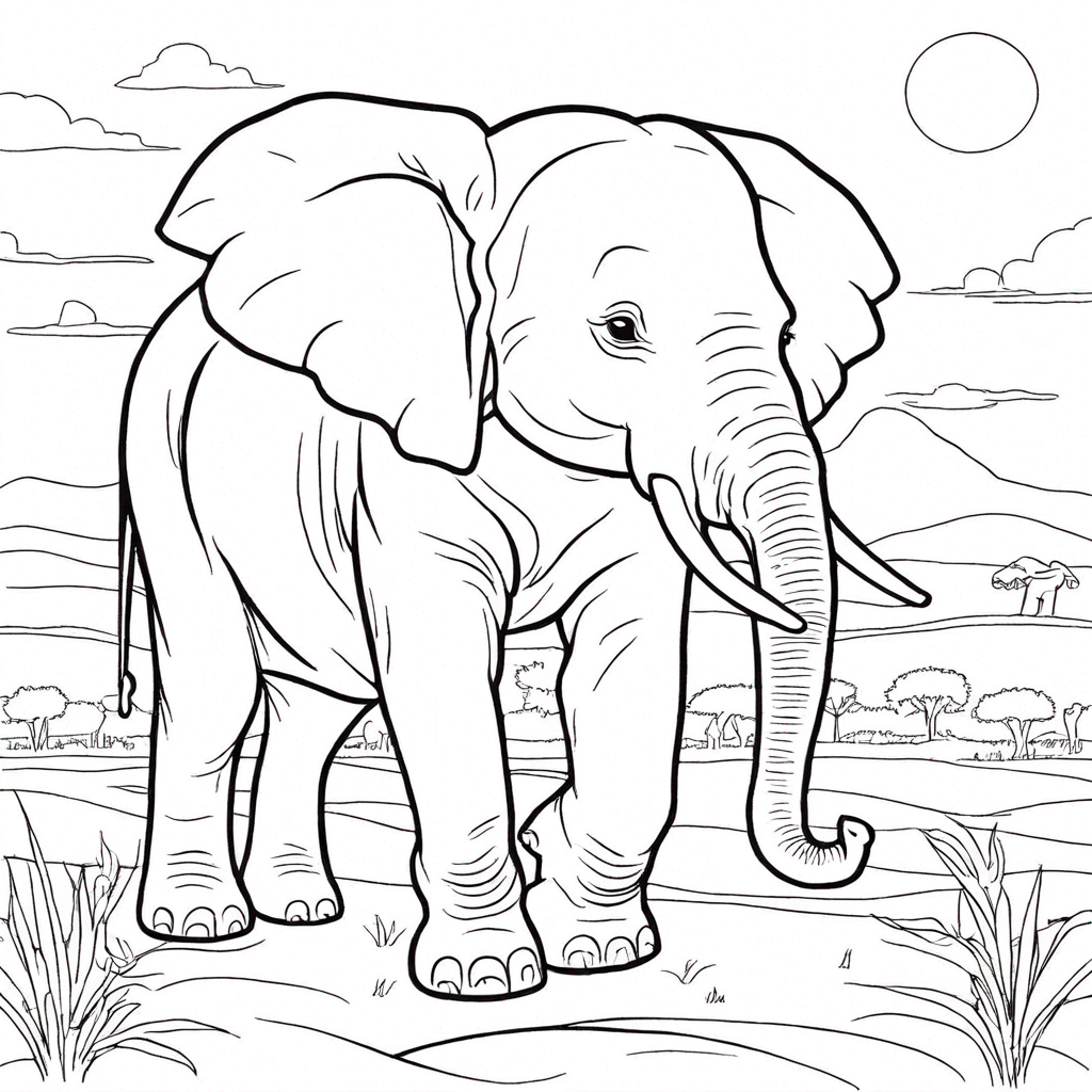 elephant coloring pages theme preview - 25 free printable coloring pages for kids and adults
