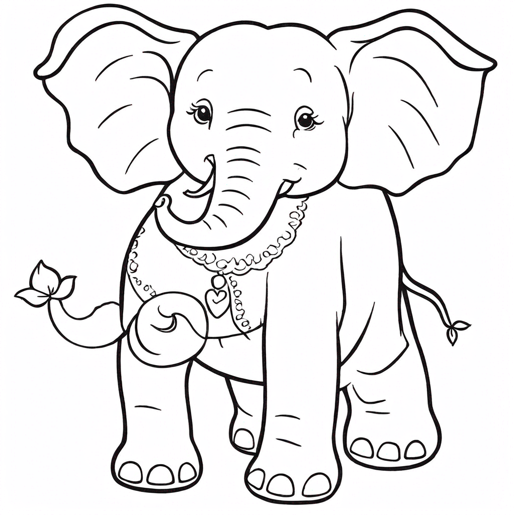 Emily Elephant coloring page from elephant theme - free printable line art for kids and adults