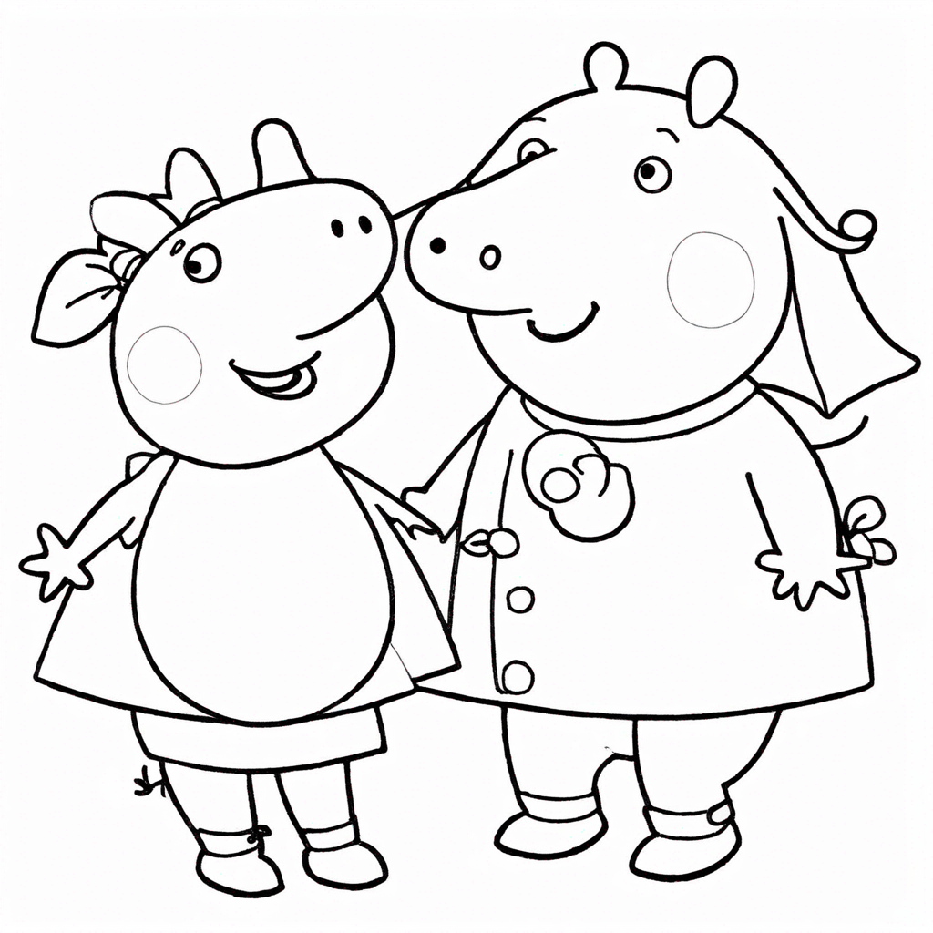 Peppa Pig 39 s Emily Elephant coloring page from elephant theme - free printable line art for kids and adults