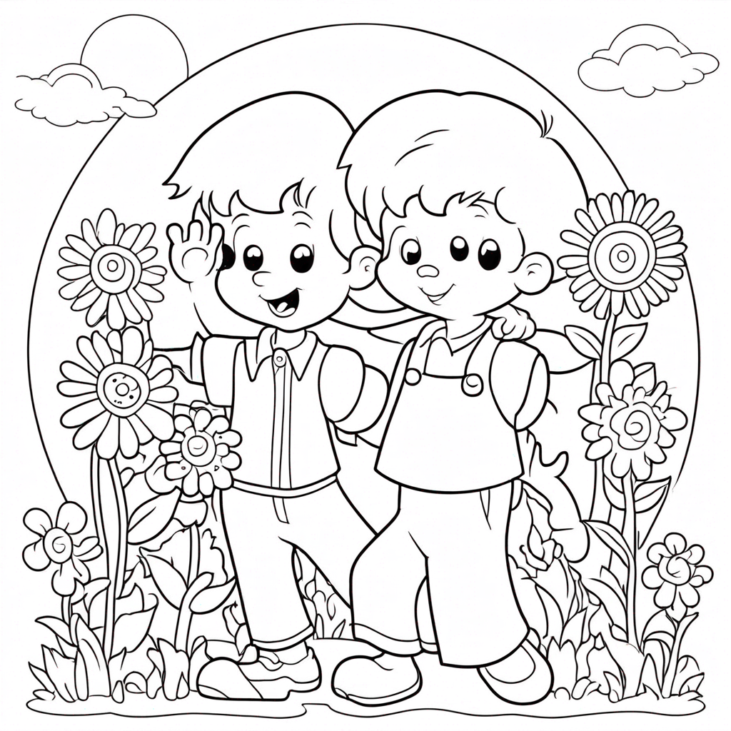 Flower Exploring Enchanted Garden coloring page from flower theme - free printable line art for kids and adults