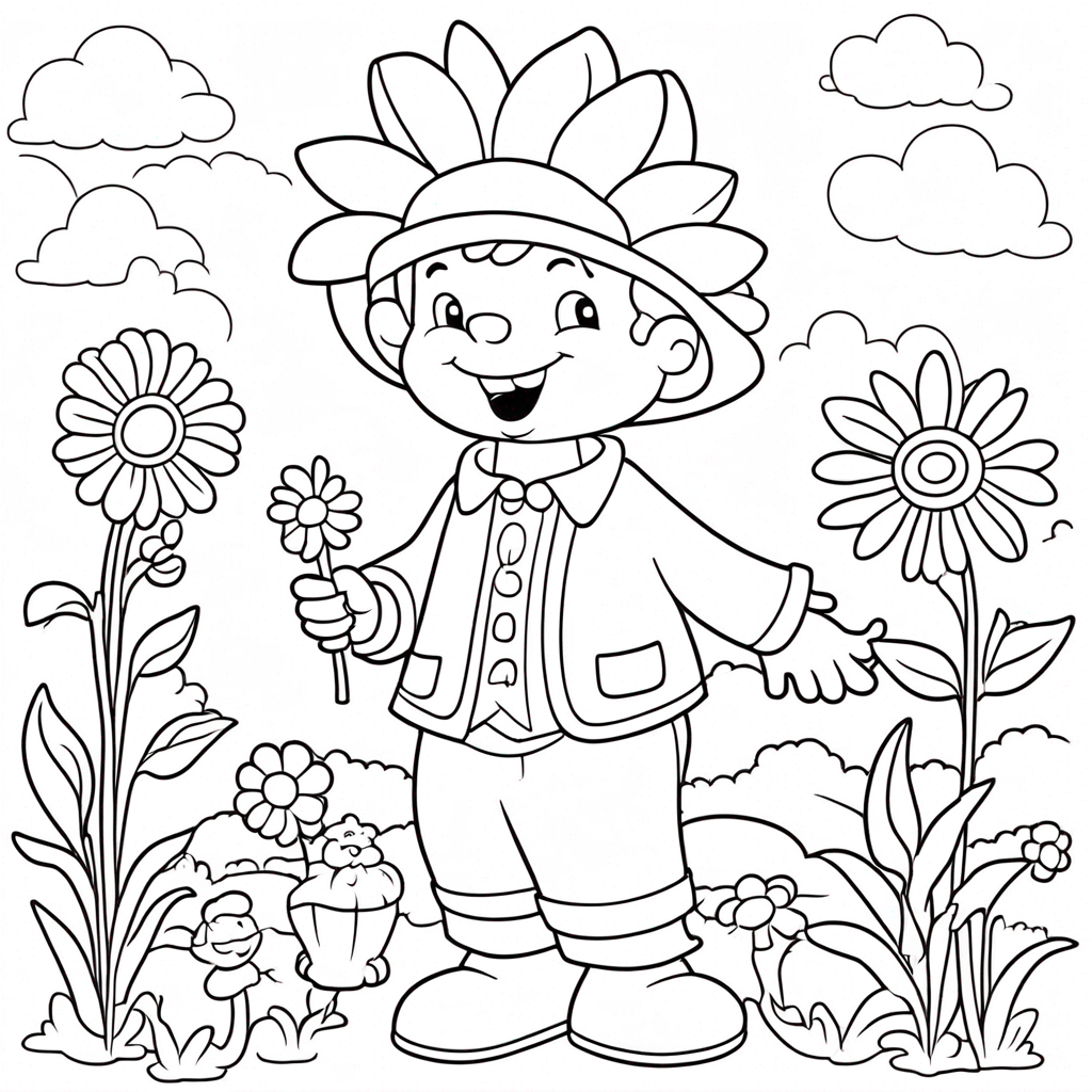 Flower Strolling in Enchanted Garden coloring page from flower theme - free printable line art for kids and adults