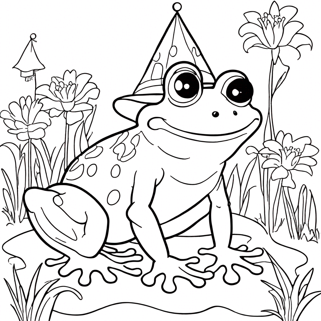 Fairy Tale Frog Carnival coloring page from frog theme - free printable line art for kids and adults