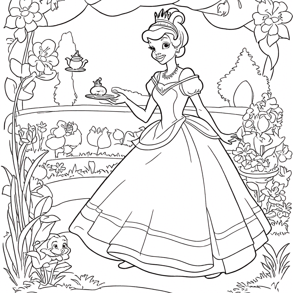 A Princesa e o Sapo no Jardim coloring page from sapo theme - free printable line art for kids and adults