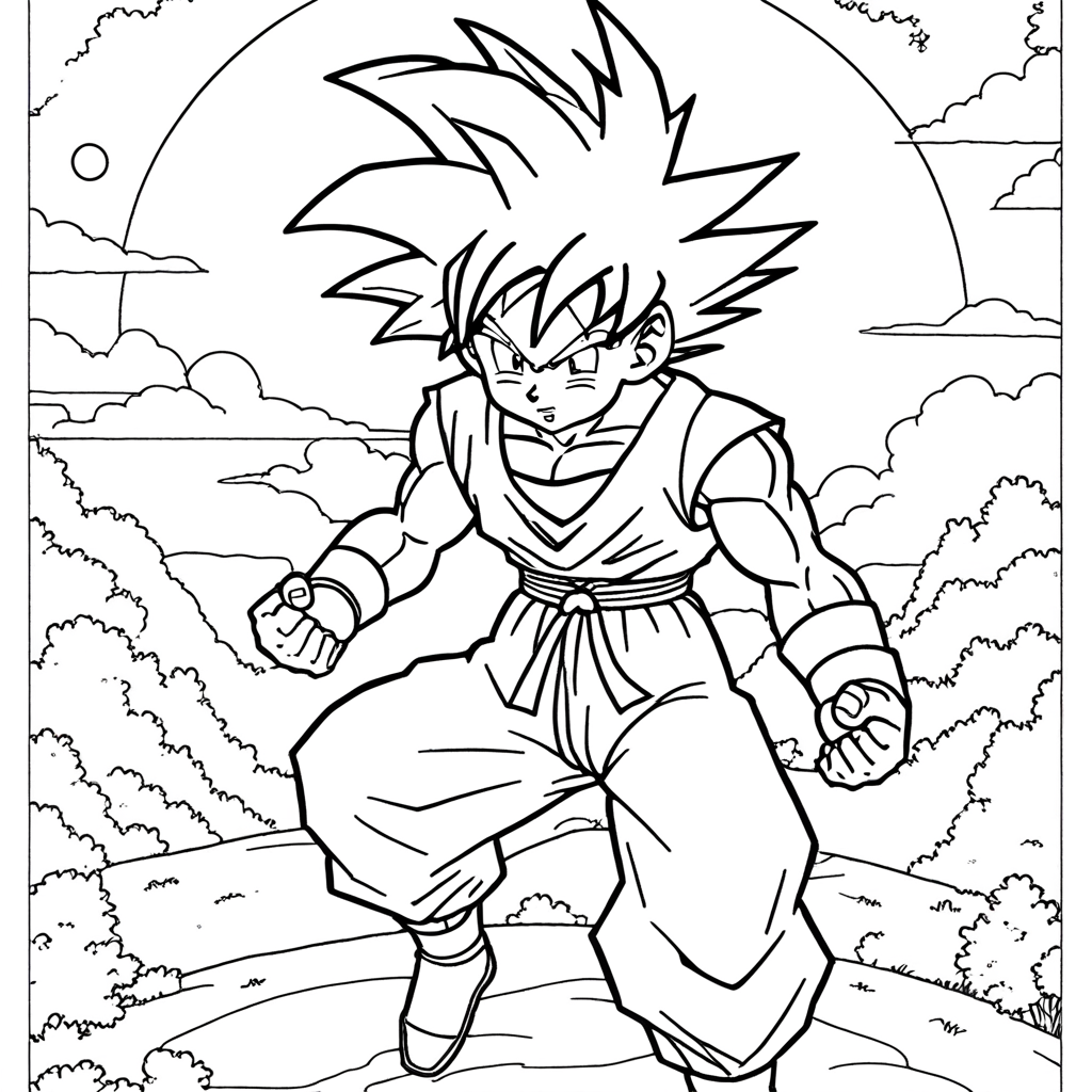 goku coloring pages theme preview - 16 free printable coloring pages for kids and adults