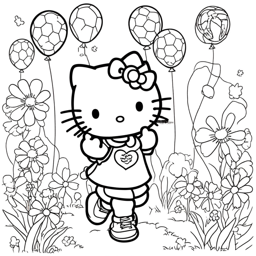 "hello-kitty Enjoying Sports Day" coloring page from Hello Kitty theme - free printable line art for kids and adults