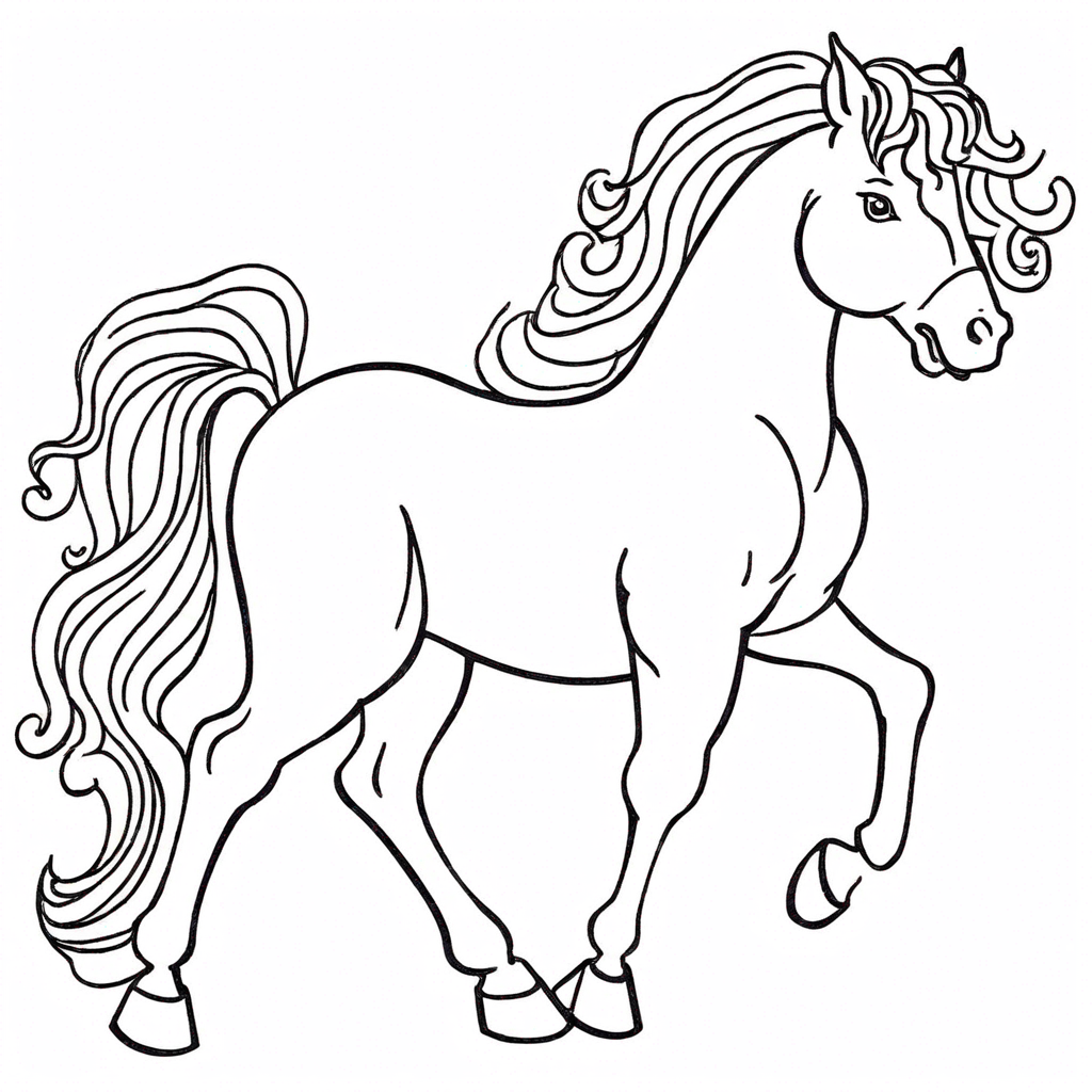 Лошадь с Радужной Гривой coloring page from лошадь theme - free printable line art for kids and adults