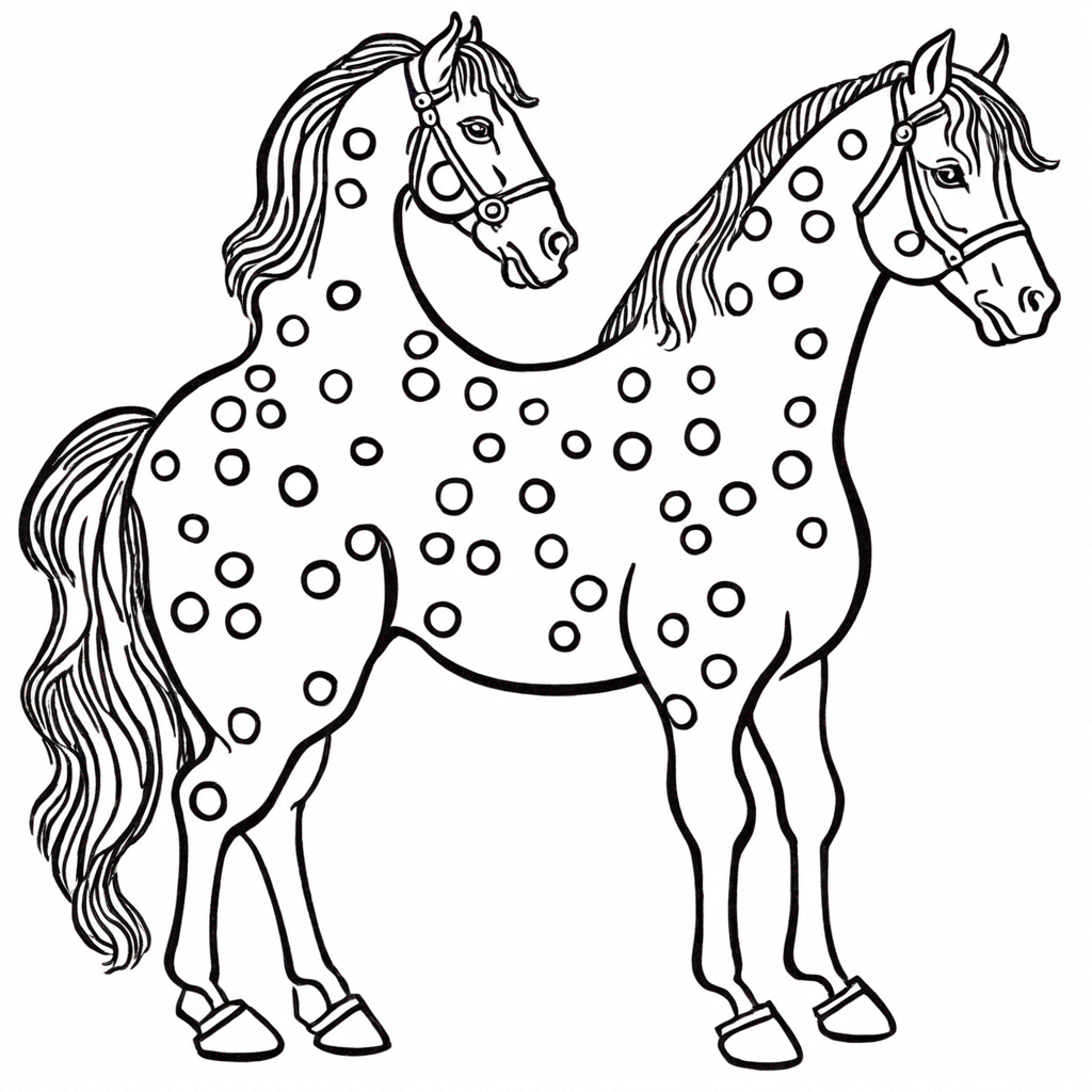 Пейнт-лошадь с цветным пятнистым мехом coloring page from лошадь theme - free printable line art for kids and adults