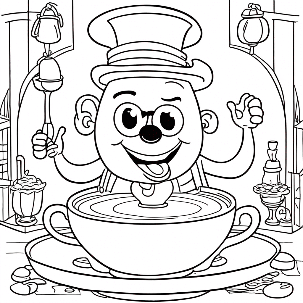 "italian-brainrot Steering Giant Espresso" coloring page from Italian Brainrot theme - free printable line art for kids and adults