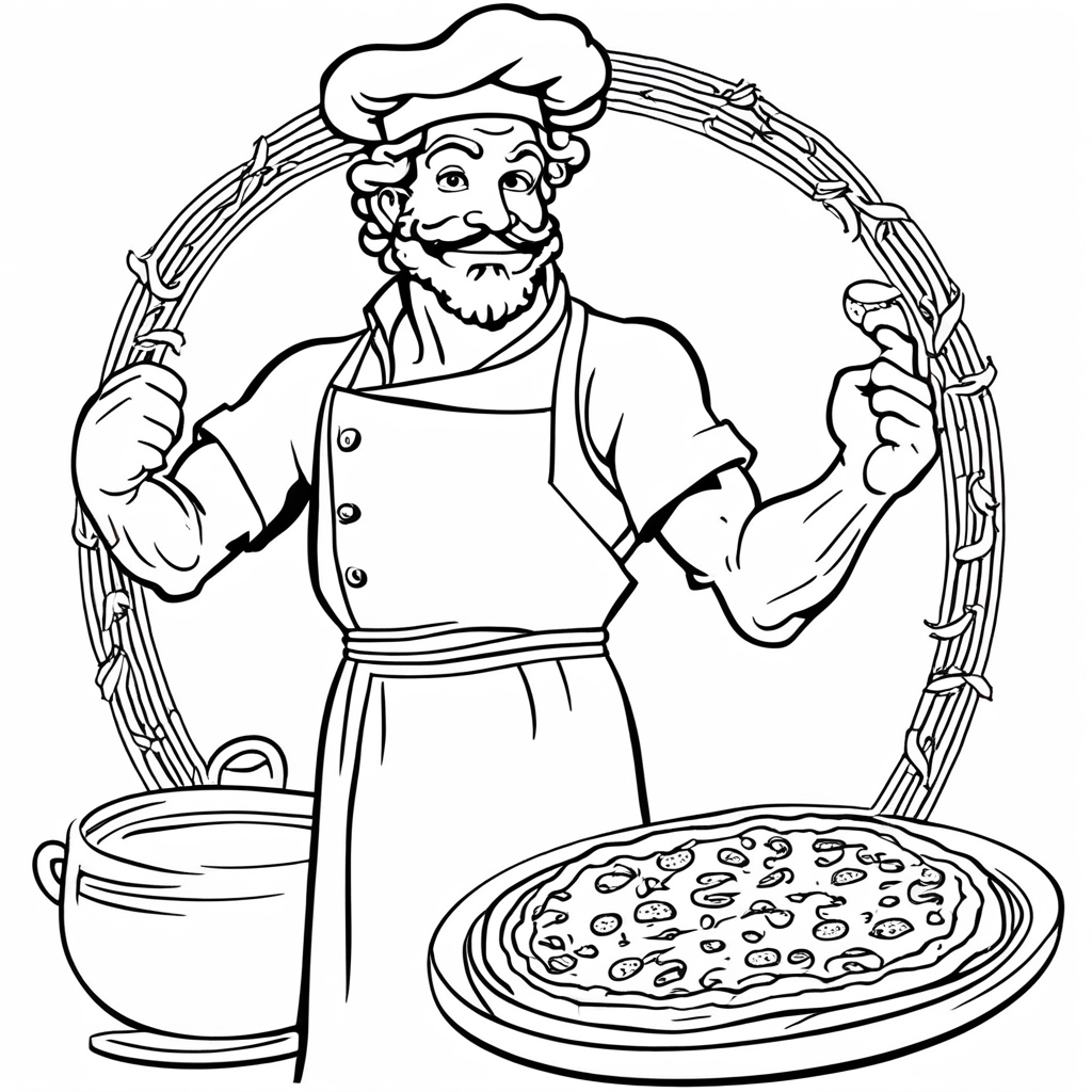 Italian-Brainrot Pasta Chef's Doodle coloring page from Italian Brainrot theme - free printable line art for kids and adults