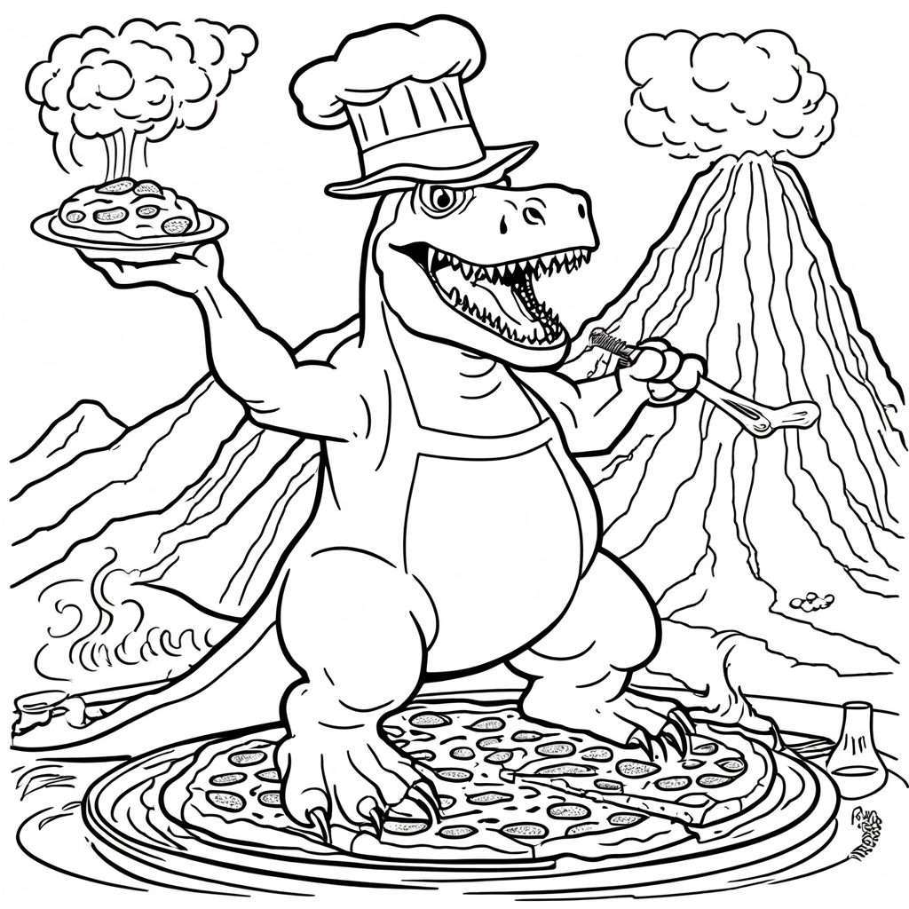 italian-brainrot Rex's Spaghetti Celebration" coloring page from Italian Brainrot theme - free printable line art for kids and adults
