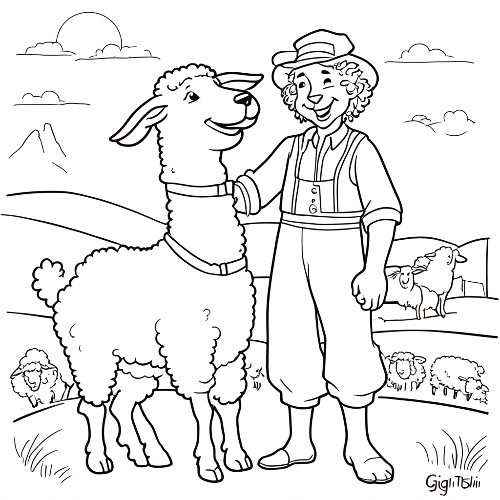 "italian-brainrot Sheep Herding Fun" coloring page from Italian Brainrot theme - free printable line art for kids and adults