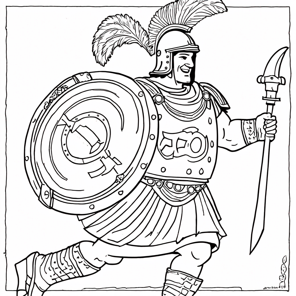 italian-brainrot Roman Centurion Parmesan Adventure" coloring page from Italian Brainrot theme - free printable line art for kids and adults