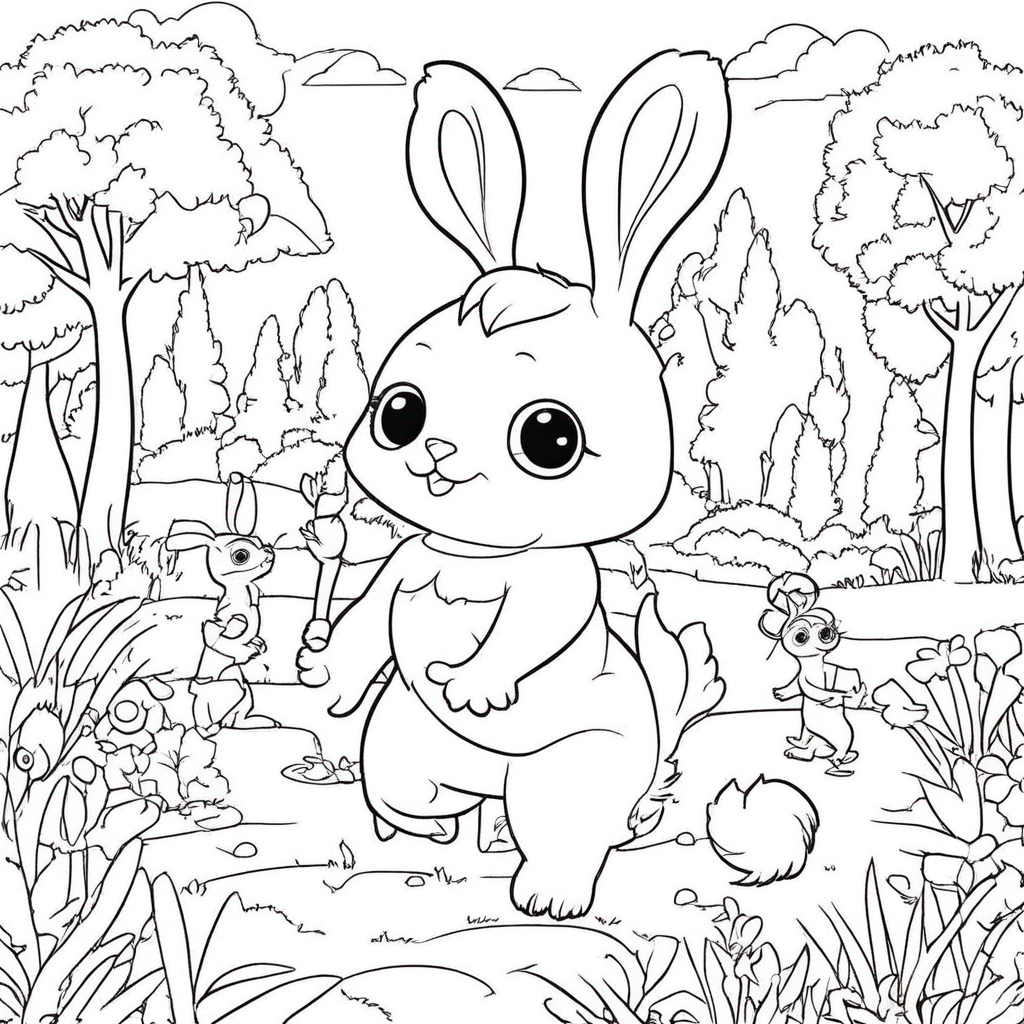 Labubu và Những Người Bạn Chơi Đùa Cùng Nhau coloring page from Labubu theme - free printable line art for kids and adults