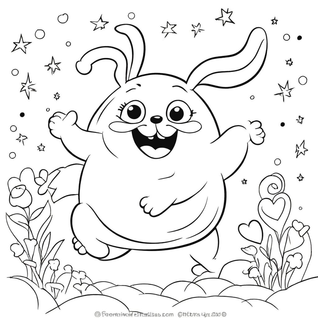 "Labubu Soaring in Sky" coloring page from Labubu theme - free printable line art for kids and adults