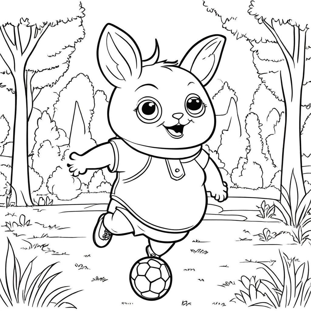 "Labubu Playing Soccer Game" coloring page from Labubu theme - free printable line art for kids and adults