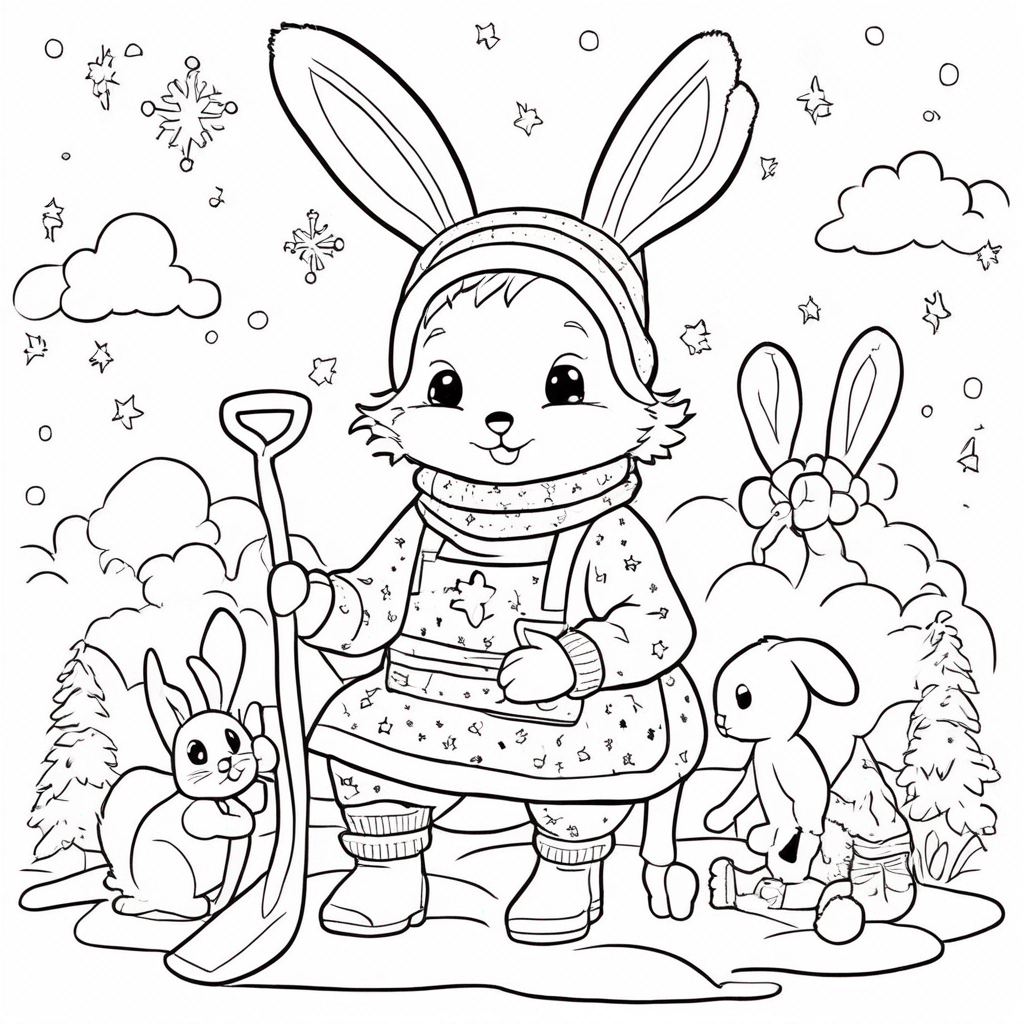 Labubu's Cozy Winter Dream coloring page from Labubu theme - free printable line art for kids and adults